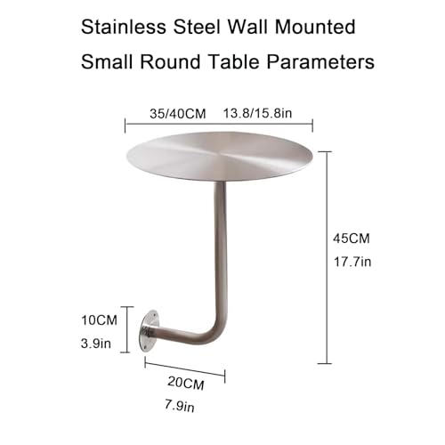 Mesa de pared de baño inoxidable e impermeable con balda circular de 40cm 3