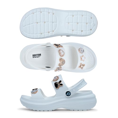 Image of DOCTOR EXTRA SOFT Women's Metallic Charms Fashion Slippers /Sandals With Adjustable Back Strap|Comfortable|Lightweight|Stylish & Anti-Skid|Waterproof Casual Beach Slides Mules Girls & Ladies D-533