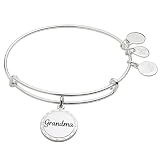 Alex and Ani Grandma Mother of Pearl Bangle - Wise and Warm Charm, Sentimental Charm Bracelet, Timeless Nickel-Free Design, Bangle Bracelets for Women (Shiny Antique Silver)