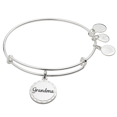 Alex and Ani Grandma Mother of Pearl Bangle - Wise and Warm Charm, Sentimental Charm Bracelet, Timeless Nickel-Free Design, Bangle Bracelets for Women (Shiny Antique Silver)