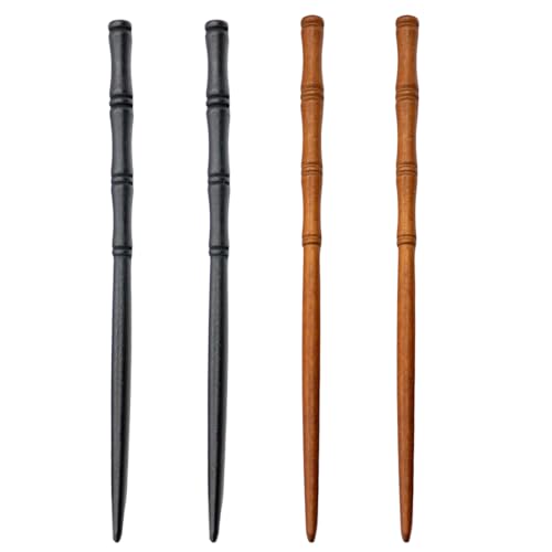 4 palillos de madera para el pelo, palillos para el pelo con forma de bambú, Palillos Estampado leopardo Vintage Horquillas cabello Retro DIY Pinza cabello Horquilla Accesorios peinado cabello