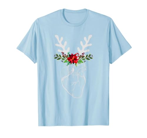 Nurse Heart Anatomy Reindeer Heart Cath Lab RN Cardiology Hu T-Shirt, Men, Baby Blue, X-Large