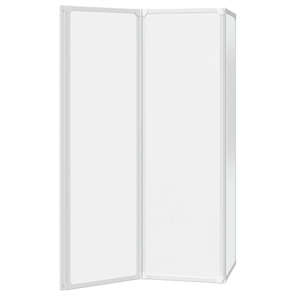 Mampara de ducha plegable de aluminio, 141 x 132 cm, 3 paneles, color blanco, con tira de goma para repeler el agua, montaje universal a la izquierda o a la derecha, ahorra espacio en el baño