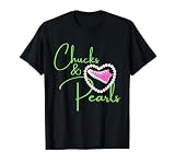 Chucks and Pearls 2021 Valentine Heart HBCU AKA Green Pink T-Shirt