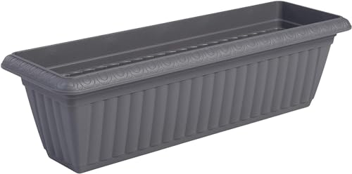 Iris Ohyama, Pot pour Plantes Jardinière Mince avec système de Drainage/réservation de l'eau pour Le Jardinage - Slim Planter Relief 610, Gris