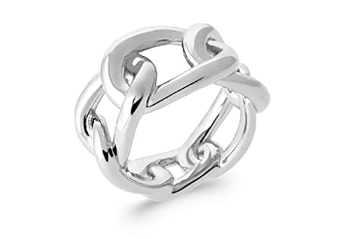 Bague en Argent 925 Tata Gisèle à maillons entrelacés, le cadeau idéal en sachet velours