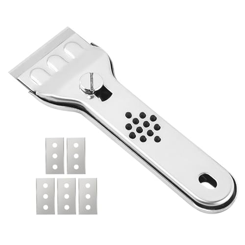 Rascador para placa de cocción de acero inoxidable – Limpiador multiusos con cuchillas reemplazables | Ideal para vitrocerámica, placas de cocción y superficies resistentes