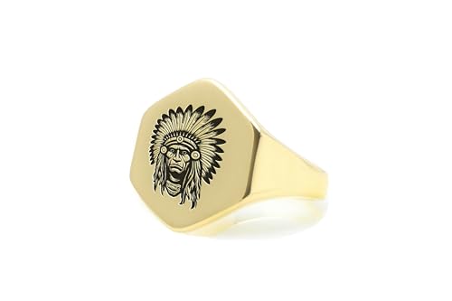 Bague amérindienne hexagonale : la noblesse du style tribal gravé unisexe