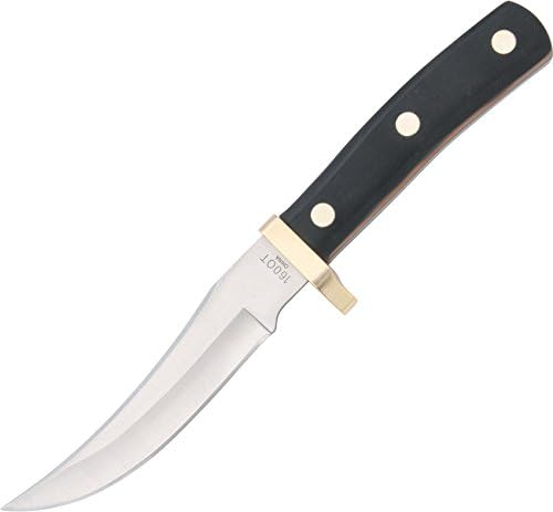 Old Timer 160OT Mountain Lion 9.3in High Carbon S.S. Full Tang Fixed Blade Knife with 5in Clip Point Blade, Black Sawcut Handle, and Leather Belt Sheath for Hunting, Camping, EDC, and Outdoors