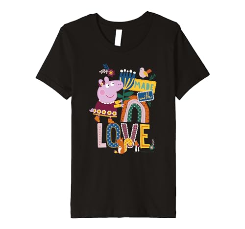 T-shirt Peppa Pig brodé en coton premium avec portrait nature élégant pour enfant