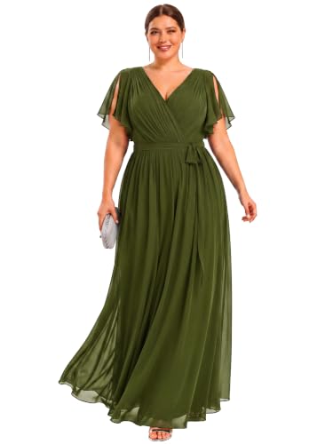 Image of Ever-Pretty Plus Women's Chiffon Maxi Plus Size Formal Bridesmaid Dresses