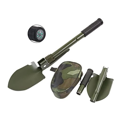 Military Small Folding Camping Shovel, Mini Compact Pickaxe with Carrying Pouch for Gardening, Off Road, Hunting, Car Emergency, Remove Ice (Military Green)