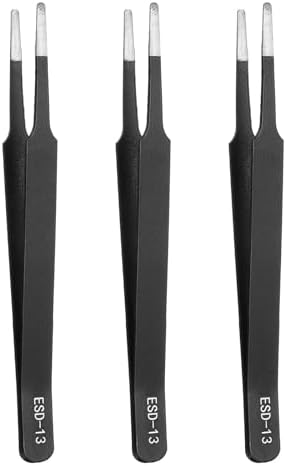 HARFINGTON 3pcs 4.76" Long ESD-13 Anti-static Straight Pointed Tip Tweezers image 4
