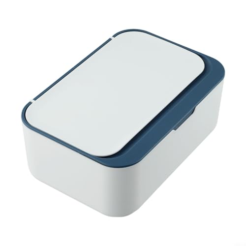 Distributeur de lingettes en plastique avec couvercle pour bébé - Boîte de rangement pour mouchoirs humides - Pour salle de bain, cuisine, salon, voiture, bureau, hôtel, restaurant (bleu)