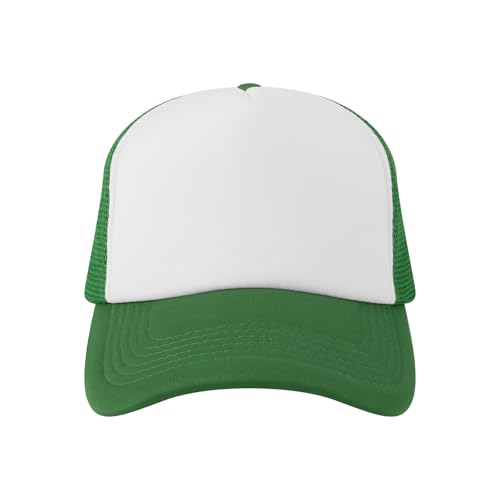 Image of TopTie Blank 5 Panel Trucker Hat Foam Front Mesh Back 2 Tone Trucker Snapback Hat