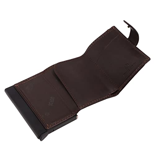 Image of Scudo Genuine Leather RFID Protected Slim Card Holder Wallet for Men /Leather Wallet for Men (Burnished) (Brown)