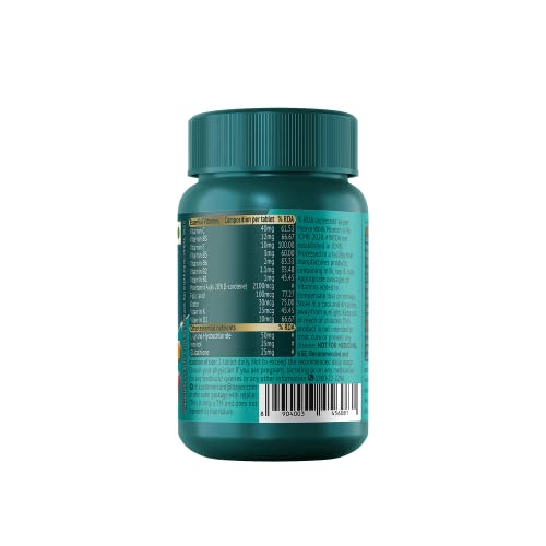 Supradyn Immuno +, Multivitamin, Natural immunity booster with Vit C, Vit D, Zinc, Unique blend of Tulsi, Turmeric, Shatavari & Ashoka (60 Tabs)