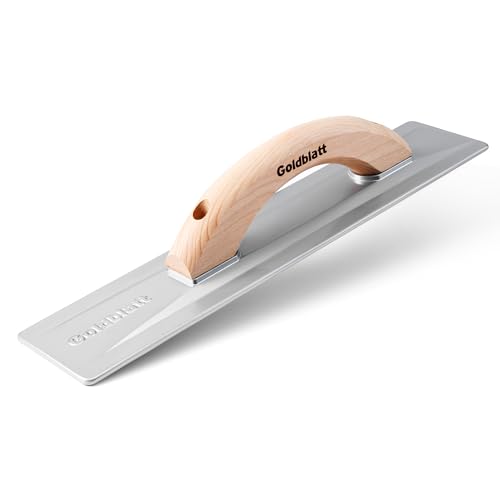 Goldblatt Cast Magnesium Hand Float, 16 in. x 3-1/2 in. Concrete Hand Float with Beveled Blade, Beech Wood Handle, Lightweight Wider Coverage Float for Smooth Finish