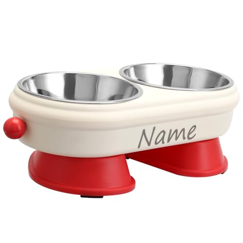CQSXM Ciotola per Cani e Gatti Personalizzata, Ciotole in Acciaio Inox Staccabili da 350 ml x2, Antiscivolo, per Gatti e Cani di Piccola Taglia (Personalizzabile)
