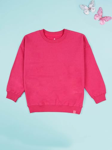 Image of KiddoPanti Boys Solid Round Neck Full Sleeve Fleece Sweatshirt | 60% Cotton 40% Polyester | Soft Warm Winter Pullover | Ribbed Cuffs & Hem | Casual Winter Sweatshirt for Kids