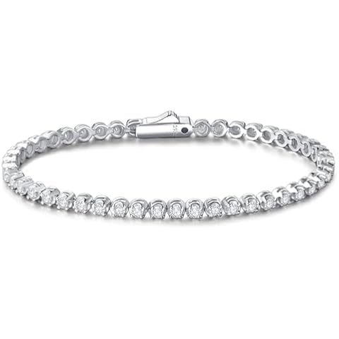 CACESTONE Moissanite Tennis Bracelet 1.44-1.71Carat Moissanite Bracelets for Women Men 925 Sterling Silver 3mm D Color VVS1 Round Cut Lab Created Diamond Tennis Bracelet with GRA Certificate Cover
