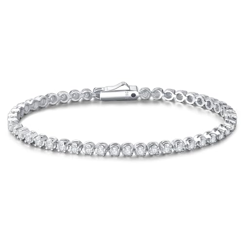 Moissanite Tennis Bracelet 1.44-1.71Carat Moissanite Bracelets for Women Men 925 Sterling Silver 3mm D Color VVS1 Round Cut Lab Created Diamond Tennis Bracelet with GRA Certificate