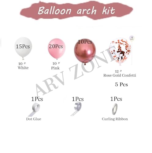 Image of Pink Balloon Arch Kit 53pcs, Baby Pink White Rose Gold Chrome Balloons Garland Kit for Birthday, Baby Shower, Wedding, Anniversary, Valentine & Welcome Party Decoration