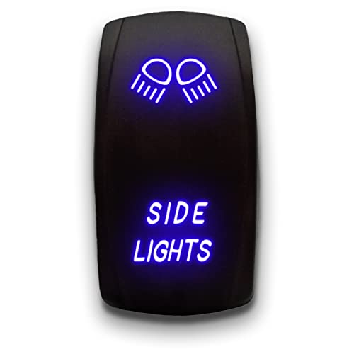 Side Lights - Blue - Laser Etched 5-Pin Double Pole Single Throw Side Lights Maintained ON-Off DPST Toggle Switch 20A 12V