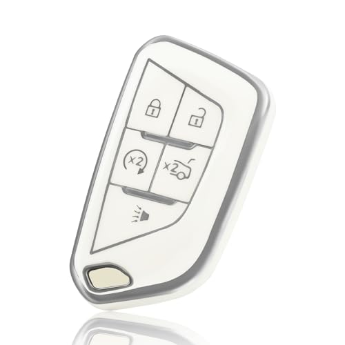 Coque de clé Cadillac en TPU pour Escalade et CT5 - Protection blanc argenté
