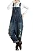 Soojun Women's Fashion Casual Loose Denim Bib Overalls Plus Size Blue, One Size