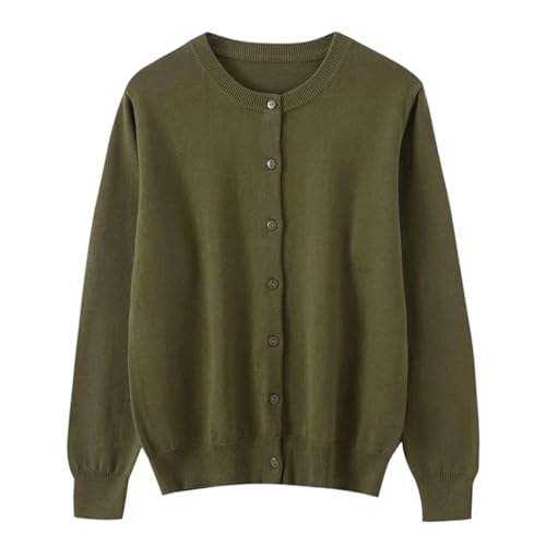 Cardigan Sweaters for Women 100% Cotton Button Down Crewneck Oversized