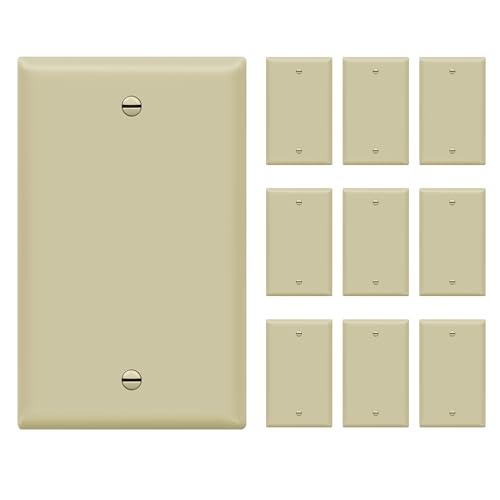 Image of ENERLITES Blank Device Wall Plate, Gloss Finish, Standard Size 1-Gang 4.50 inch x 2.76 inch, Polycarbonate Thermoplastic, 8801-I-10PCS, Ivory (10 Pack)