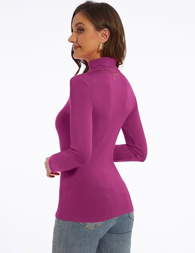 Image of Women's Turtleneck Long Sleeve Shirts Slim Fitted Lightweight Base Layer Casual Tops