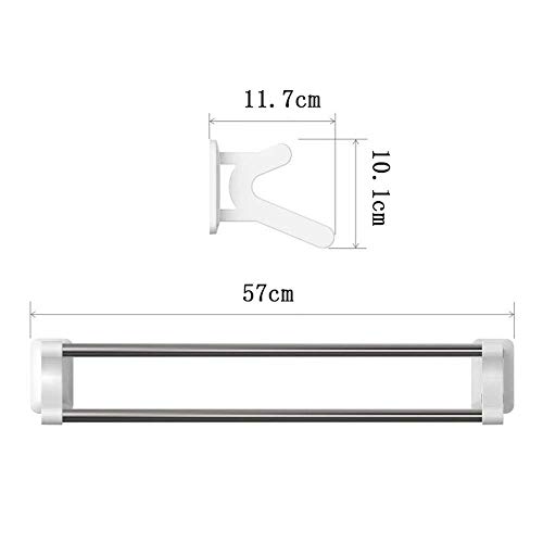 Porte-serviettes double barre inox support mural pour rangement douche - 7