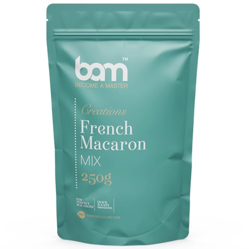 BAM French Macaron Mix, 250 gramos, preparación rápida y fácil, rico sabor, horneado en casa y profesional