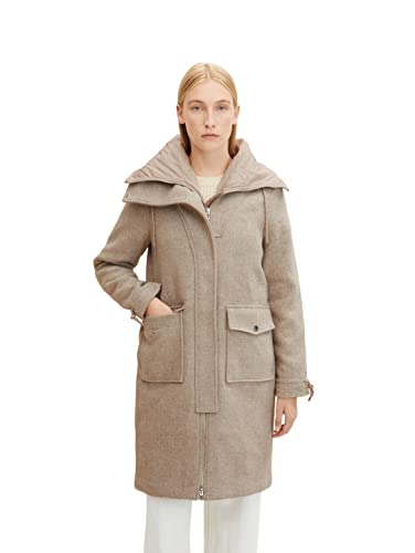 TOM TAILOR Damen Mantel mit Stehkragen 1032470, 30284 - Offwhite Beige...