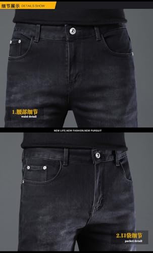 Jeans Pants Trousers Denim Spring and Autumn Men's Stretch Slim Fit Classic Printed Casual 7