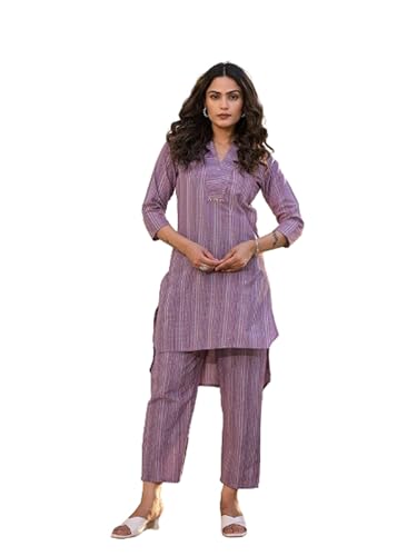 Image of YUFTA Blue Cotton Striped Print Co-ord set (1920CRDBL )
