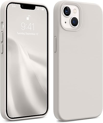 Image of VONZEE Microfiber Candy Case Compatible for iPhone 13 / iPhone 14 6.1 Inch Shockproof Slim Back Cover Liquid Silicone Case - Off White