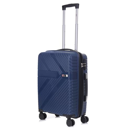 Image of abc Wisdom Cabin 55 Cm(Small) Polypropylene (Pp) 360 Degree 8 Wheels Spinner Luggage /Suitcase /Trolley Bag for Travel Hard Case Luggage, Lightweight with Combination Lock, 7 Years Warrnty (Navy Blue)