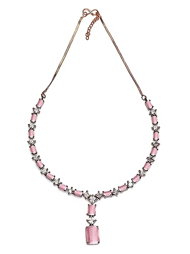 Image of Karatcart Elegant Silver Plated Blue American Diamond Necklace Set for Women