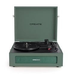 CREATE RECOR Player Retro/Tourne-disque rétro vert Sage/avec Bluetooth, USB, SD, MicroSD et MP3 - Les Beatles, Paul McCartney, John Lennon, RIngo Starr, George Harrison