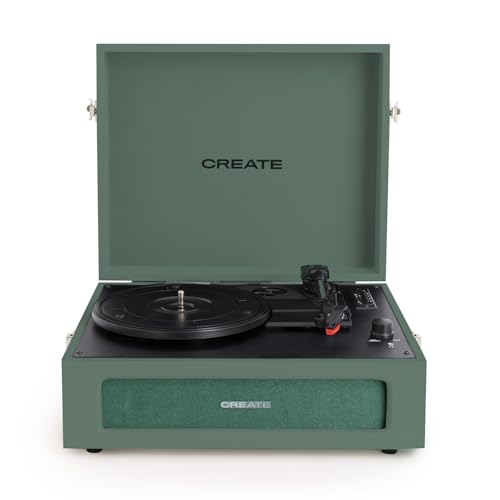 CREATE/Record Player Retro/Tourne-Disque rétro Vert Sauge/avec Bluetooth, USB, SD, MicroSD et Mp3