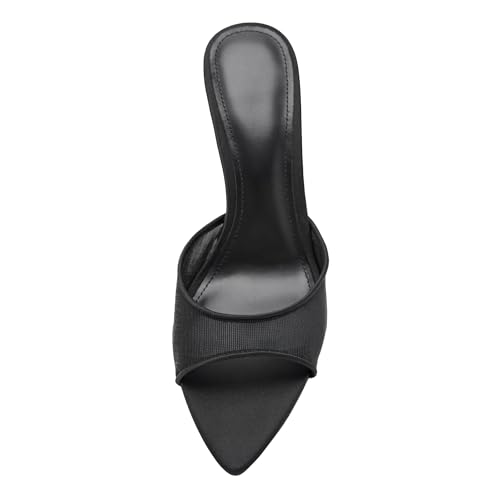 Image of Riekhany High Heel Mules for Women Slip On Open Pointed Toe Classy Patent Leather Stiletto Pumps Formal Slingback Mule Sandals Dress Walking Shoes
