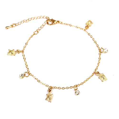 EGOO&YAMEE Turtle Starfish Anklet Multilayer Heartbeat Pearl Beads Sea Handmade Boho Shell Anklet Foot Jewelry for Women Gold