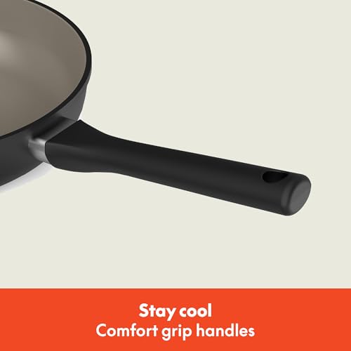 Image of bella 7 Piece Cookware Set with EverGood Ceramic Nonstick Coating, Dishwasher Safe Oven Safe, All Stovetops Compatible, Glass Lids with Silicone Rims, Cool Touch Handles, Black