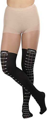 Image of ToBeInStyle Women's Full Footed Pantyhose with Thigh High Designs