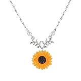 TXSD Tournesol Collier Pendentif Perle Feuille Chaîne Résine À La Main Baisse Collier Ras du Cou pour Femmes Filles