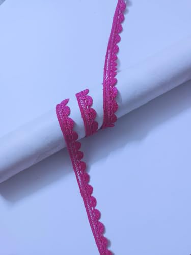 Image of Swag White Cotton Trim Laces and Borders Material for Saree Border, Suit, Kurta, Dupatta, Blouse, Gown, Lehenga & Neckline (Pink, 9 Meter)