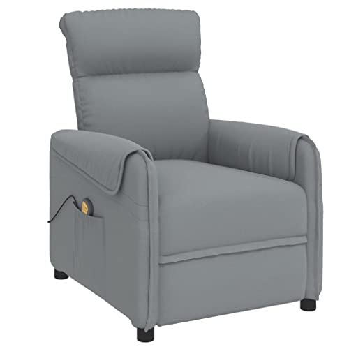 vidaXL Fauteuil de Massage Inclinable Siège Inclinable Dossier et Repose-Pied Réglables Meuble de Salle de Séjour Intérieur Gris Clair Tissu